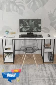 Durusilya Mobilya 140*50 Cm Metal Çalışma Bilgisayar Ofis Masası Kitaplıklı - 1