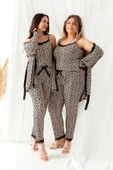 Sabahlıklı Dantel Detaylı Büyük Beden Pegasus Kadın Pijama Takımı-Çeyizlik Takım - 12