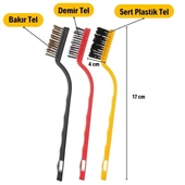 BUFFER®  3 lü Detaylı Temizlik Bakır,Demir ve Sert Plastik Tel Fırça thumbnail 5
