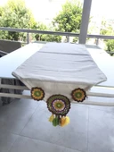 El Örgüsü Runner, Örgü Runner, Tığ İşi Runner - Ranir,Renklerin Aşkı Mandala Kahverengi Sarı Yeşil - 2