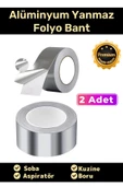 Özel Suya Sıcaklığa Dayanıklı Tamir Soba Boru Yama Alüminyum Yanmaz Folyo Bant 45mm - 5mt - 2 Adet - 1