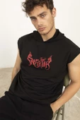 Tupac Ön Ve Arka Baskılı Kolsun Kapüşonlu T-Shirt - 11
