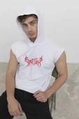 Tupac Ön Ve Arka Baskılı Kolsun Kapüşonlu T-Shirt - 5