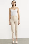 Dar Paça Yüksek Bel Kumaş Pantolon - Bej thumbnail 1