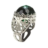 925 Ayar Gümüş Yeşil Taşlı Yüzük thumbnail 6