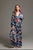 Pijama Takım Sabahlık Büstiyer Pantolon LP1401 3'lü Set - 4