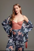 Pijama Takım Sabahlık Büstiyer Pantolon LP1401 3'lü Set - 1