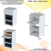 Modilayn SİLVA 59,6 x 119,2 x 56 cm Tek Kapaklı Ankastre Fırın ve Mutfak Dolabı - 7