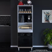 Modilayn ELİT SİLVA 59,6 cm x 192,2 cm x 56 cm Tek Kapaklı Ankastre Fırın Dolabı - 3