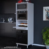 Modilayn ELİT SİLVA 59,6 cm x 192,2 cm x 56 cm Tek Kapaklı Ankastre Fırın Dolabı - 1