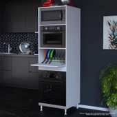 Modilayn ELİT SİLVA 59,6 cm x 192,2 cm x 56 cm Tek Kapaklı Ankastre Fırın Dolabı - 4