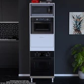 Modilayn ELİT SİLVA 59,6 cm x 192,2 cm x 56 cm Tek Kapaklı Ankastre Fırın Dolabı - 2