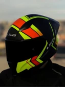 LS2 RAPID 2 RACE EXTRA MAT NEON SARI-NAVY MAVİ KASK+SPOILER+SİYAH CAM - 1