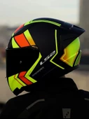 LS2 RAPID 2 RACE EXTRA MAT NEON SARI-NAVY MAVİ KASK+SPOILER+SİYAH CAM - 6