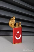 Silvio Monetti Kırmızı Türk Bayrağı Ve Kurt Model Gazlı Çakmak 24CSM801DMR02 - 2