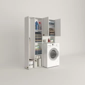 Kenzlife çamaşır makinesi dolabı sinemsüpürgemdf byz 180*126*30 % 100 mdf full mdf banyo kapaklı arkalıklı raflı thumbnail 2