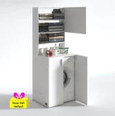 Kenzlife çamaşır makinesi dolabı kasparov byz kurutma dolabı + tekli duvar rafı hediyeli - 1