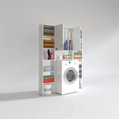 Kenzlife çamaşır makinesi dolabı veronikamaksduble byz 180*126*20 banyo arkalıksız raflı thumbnail 2