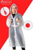 Marlux Unisex Su Rüzgar Geçirmez Kapüşonlu Kırmızı Çıtçıt Düğmeli Eva Beyaz Kırmızı Yağmurluk 24MRLXYGM - 1