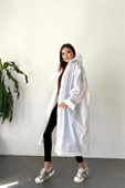 By Marine Kadın Erkek Yağmurluk Kapüşonlu Çıtçıtlı Eva Beyaz Yağmurluk BYMMRC881R02 - 8