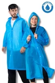 By Marine Kadın Erkek Yağmurluk Kapüşonlu Çıtçıtlı Eva Mavi Yağmurluk BYMMRC881R08 - 1