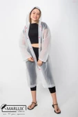 Marlux Unisex Su Rüzgar Geçirmez Kapüşonlu Kırmızı Çıtçıt Düğmeli Eva Beyaz Kırmızı Yağmurluk 24MRLXYGM - 5