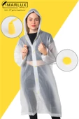 Marlux Unisex Su Rüzgar Geçirmez Kapüşonlu Sarı Çıtçıt Düğmeli Eva Beyaz Sarı Yağmurluk 24MRLXYGM - 1