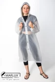 Marlux Unisex Su Rüzgar Geçirmez Kapüşonlu Siyah Çıtçıt Düğmeli Eva Beyaz Siyah Yağmurluk 24MRLXYGM thumbnail 3