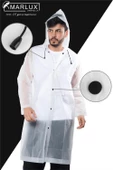 Marlux Unisex Su Rüzgar Geçirmez Kapüşonlu Siyah Çıtçıt Düğmeli Eva Beyaz Siyah Yağmurluk 24MRLXYGM thumbnail 2