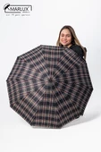 Marlux Siyah Kahve Ekose Desen Fiber 10 Telli Tam Otomatik Rüzgara Dayanıklı Şemsiye M24MAR718LA thumbnail 4