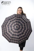 Marlux Siyah Kahve Ekose Desen Fiber 10 Telli Tam Otomatik Rüzgara Dayanıklı Şemsiye M24MAR718LA thumbnail 1