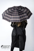 Marlux Siyah Kahve Ekose Desen Fiber 10 Telli Tam Otomatik Rüzgara Dayanıklı Şemsiye M24MAR718LA thumbnail 3