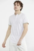 Slim Fit Polo Yaka Desenli Tişört - Sütlü Kahve - 4