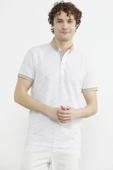 Slim Fit Polo Yaka Desenli Tişört - Sütlü Kahve - 1