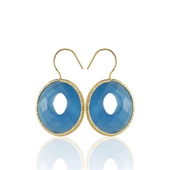Kadir Jewellery 22 Ayar Altın Kaplama Kadın Taşlı Küpe -El İşçiliği Ve Hipoalerjenik Küpe - 10
