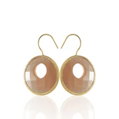 Kadir Jewellery 22 Ayar Altın Kaplama Kadın Taşlı Küpe -El İşçiliği Ve Hipoalerjenik Küpe - 7