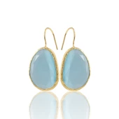 Kadir Jewellery 22 Ayar Altın Kaplama Fosil Taşlı Küpe -El İşçiliği Ve Hipoalerjenik Küpe - 1