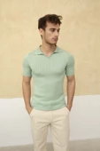 Erkek Fitilli Polo Yaka Triko T-Shirt - 1