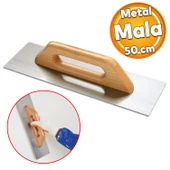Metal Ahşap Sap Sağlam Alçı Mala 50 cm Harç Derz Sıva Yüzey Duvar Düzleştirme Fugas Malası Saten - 1