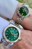 Daniel Klein DKISTE1089Kadranı Yeşil Gold Gümüş Renk Hediye Paketli Sevgili İki Kol Saati - 4