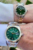Daniel Klein DKISTE1089Kadranı Yeşil Gold Gümüş Renk Hediye Paketli Sevgili İki Kol Saati - 3