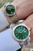 Daniel Klein DKISTE1089Kadranı Yeşil Gold Gümüş Renk Hediye Paketli Sevgili İki Kol Saati - 1