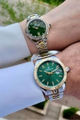 Daniel Klein DKISTE1089Kadranı Yeşil Gold Gümüş Renk Hediye Paketli Sevgili İki Kol Saati - 5