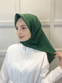 Jakarlı Monogram Eşarp, Piramit Monogram, Desenli Eşarp 01009  ZÜMRÜT thumbnail 2