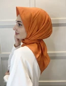 Jakarlı Monogram Eşarp, Piramit Monogram, Desenli Eşarp 01009  ORANGE thumbnail 3