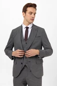 Slimfit Armürlü Yelekli Takım Elbise - 5