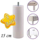 8 Adet Silindir Destek Ayağı 15 cm Beyaz Gizli Ayak M8 Civatalı İnce Diş Mobilya Kanepe Baza Koltuk Ayakları - 1