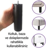4 Adet Destek Ayağı 15 cm Siyah ve 4 Adet Düz Ayak Tabanı M8 Civatalı İnce Diş Mobilya Kanepe Baza Seti - 2