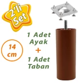 Destek Ayağı 14 cm Kahverengi ve Metal Düz Ayak Tabanı M8 Civatalı İnce Diş Mobilya Kanepe Baza Seti thumbnail 1