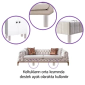 4 Adet Destek Ayağı 12 cm Beyaz ve 4 Adet Düz Ayak Tabanı M8 Civatalı İnce Diş Mobilya Baza Koltuk Seti thumbnail 4
